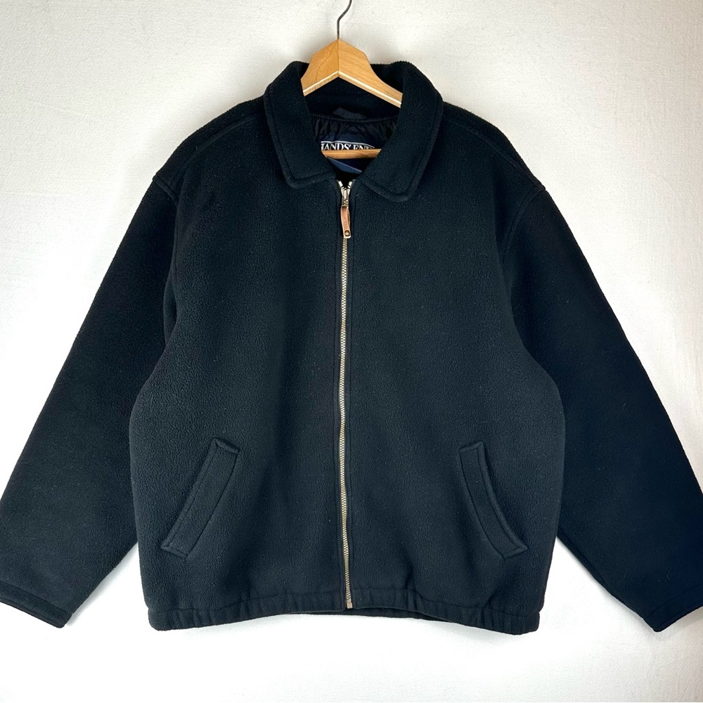 Lands End Men's Fleece Polartec Zip Up Quilt Lined Jacket Winter Outdoor